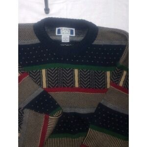 Sutter And Grant Grandpa Sweater Navy Multi Geometric‎ Acrylic XL Vintage